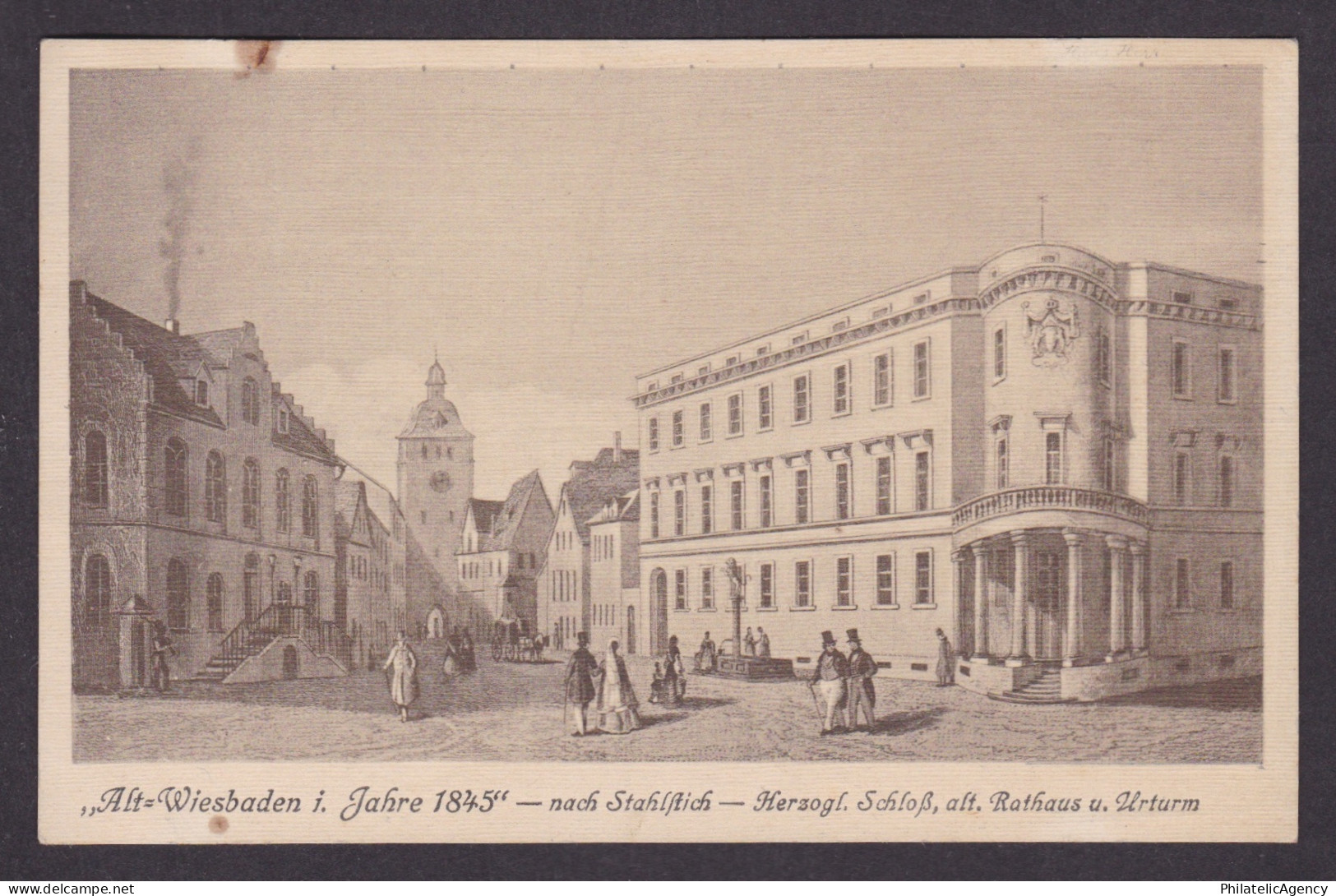 Vintage postcard Wiesbaden Hesse Ducal Palace Old Town Hall Art Tower Germany
