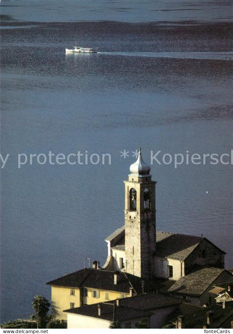 Vira Gambarogno Fliegeraufnahme mit Kirche und Lago Maggiore