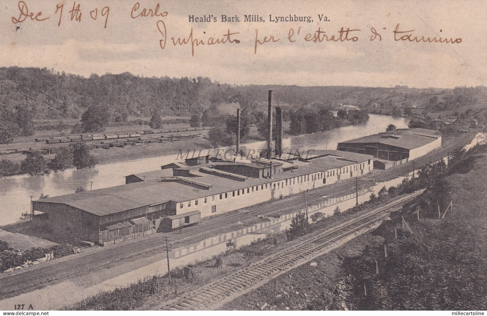 VIRGINIA - Lynchburg - Heald's Bark Mills 1909 Postcard Ed.Schwabe Pub