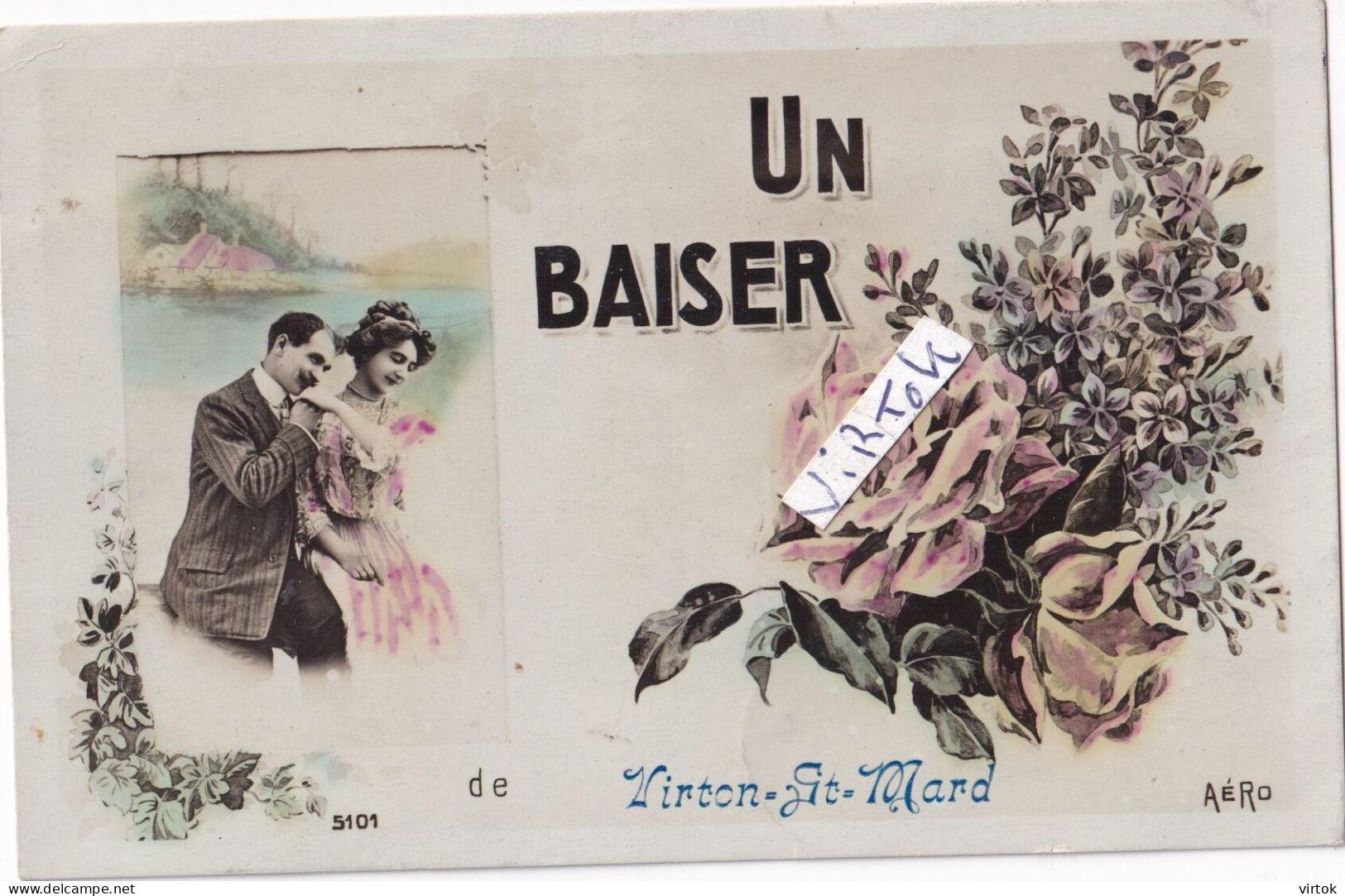 Virton-St-Marc :  un baiser   (  1910 avec timbre )