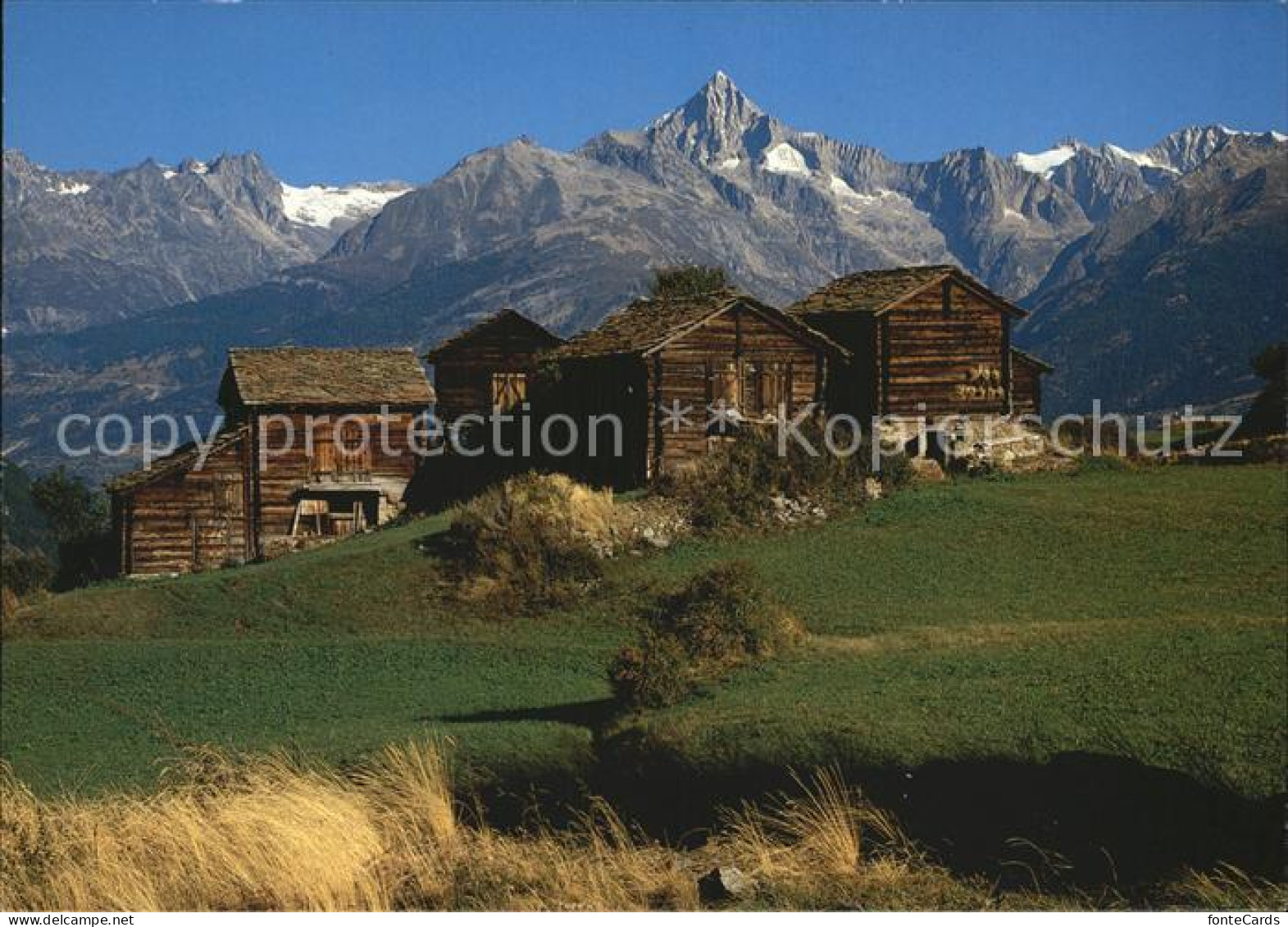 Visperterminen Stadelgruppe mit Bietschhorn
