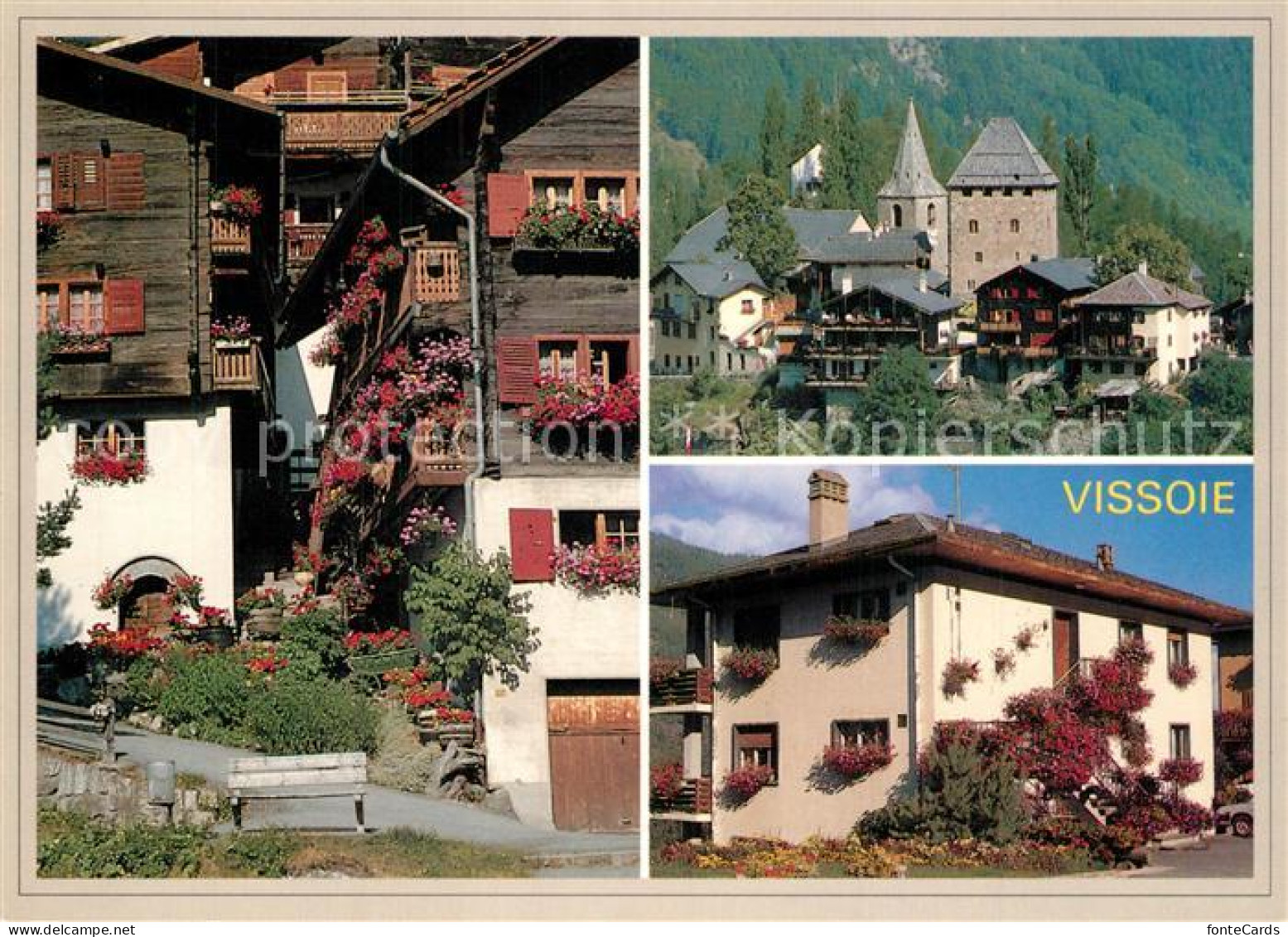 Vissoie Dorfmotiv Alte Haeuser Kirche