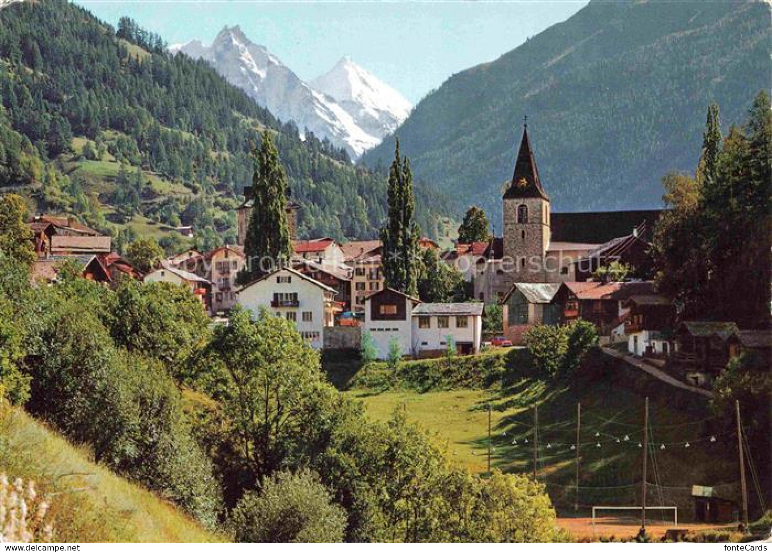 Vissoie Val Anniviers Sierre VS Val-d Anniviers Besso Obergabelhorn Kirche Dorf