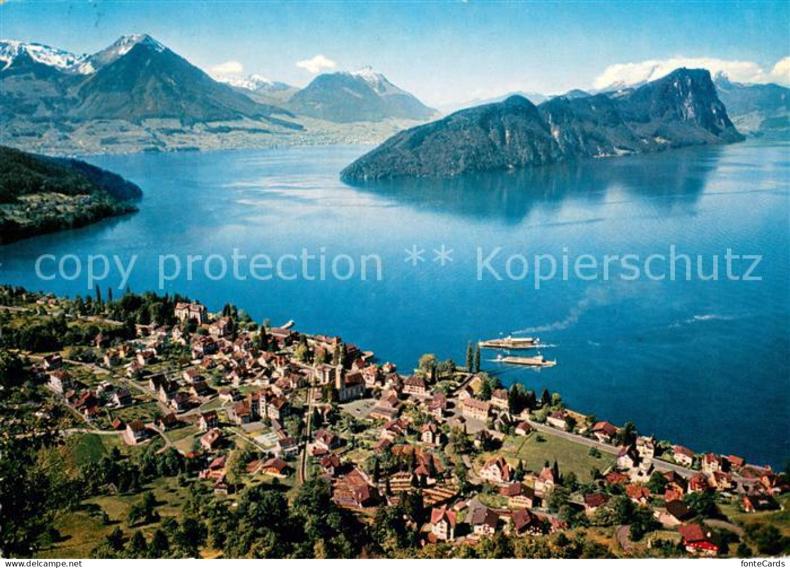 Vitznau Vierwaldstaettersee mit Buochser Horn Stanser Horn Buergenstock und Pila