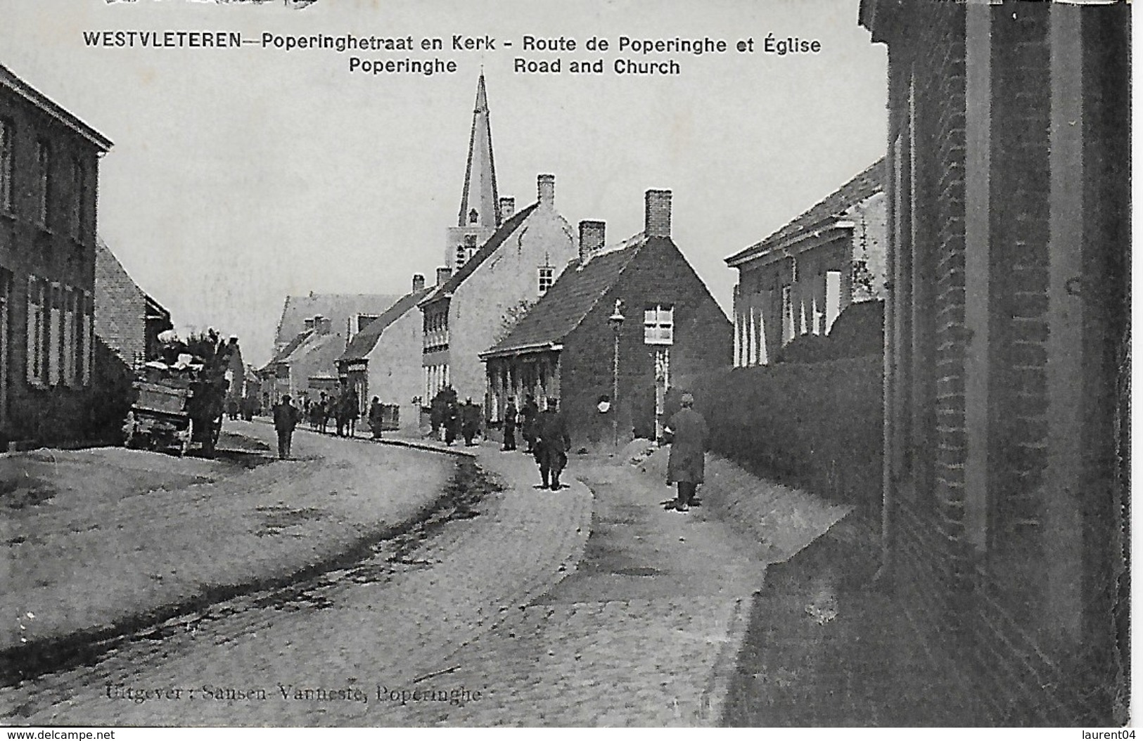 VLETEREN.  WESTVLETEREN.  POPERINGHETRAAT EN KERK.  BELLE ANIMATION.