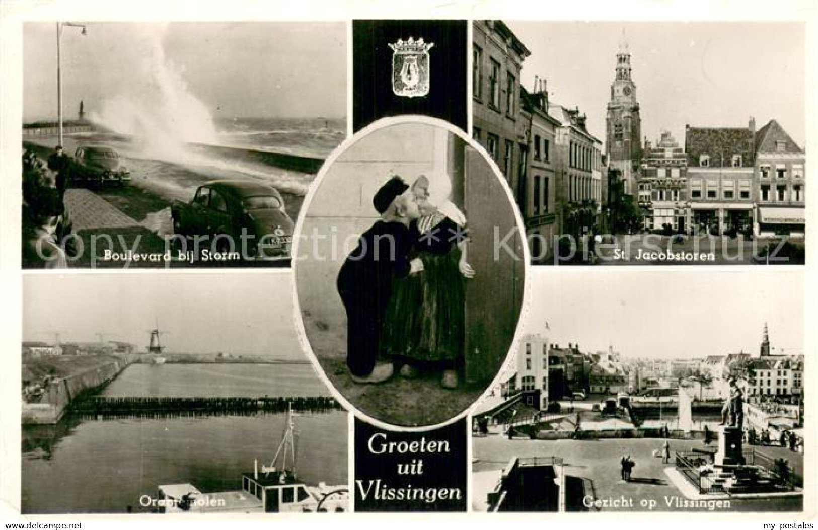 Vlissingen Boulevard bij Storm St Jakobstoren Oranjemolen Gezicht op Vlissingen