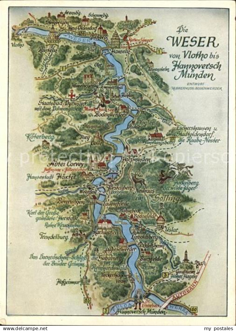 Vlotho Die Weser Gebietskarte von Vlotho bis Hann Muenden