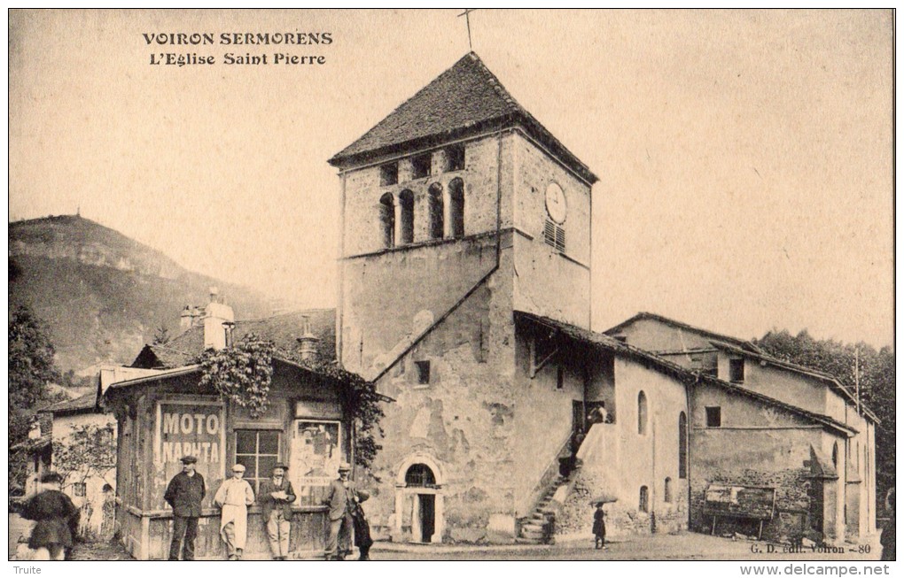 VOIRON SERMORENS  L'EGLISE SAINT-PIERRE ANIMEE  PUBLICITE MURALE MOTO NAPHTA