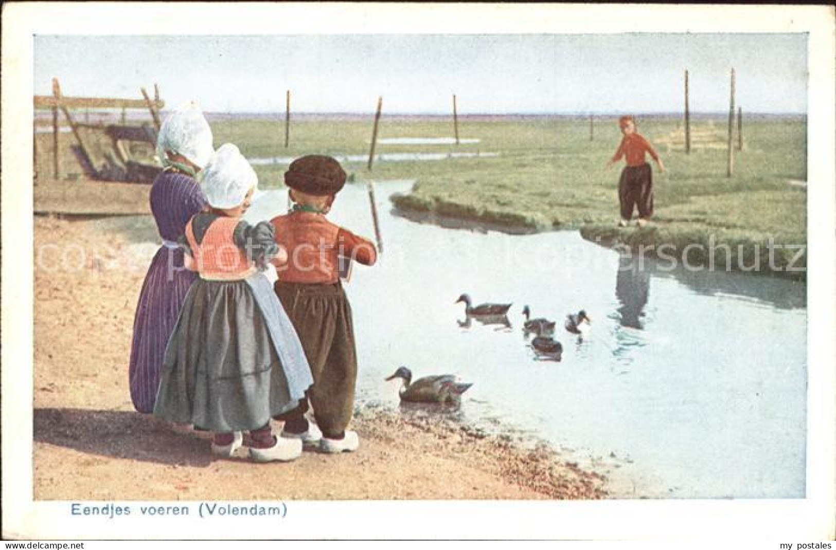 Volendam Eendjes voeren Kinder Enten