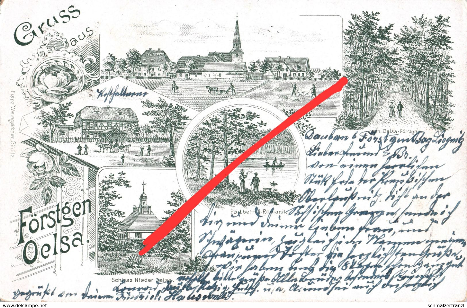 Vorläufer Litho AK Förstgen Gasthof Schloß a Oelsa Steinölsa Leipgen Dauban Mücka Niesky Quitzdorf Uhyst Klitten Bautzen