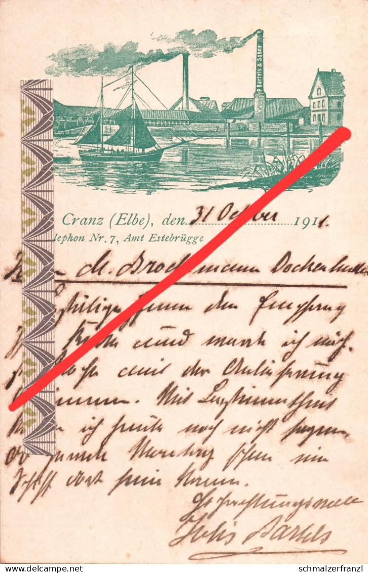 Vorläufer Litho AK Hamburg Cranz Elbe Fabrik Bartels & Söhne a Neuenfelde Hove Wedel Blankenese Buxtehude Finkenwerder