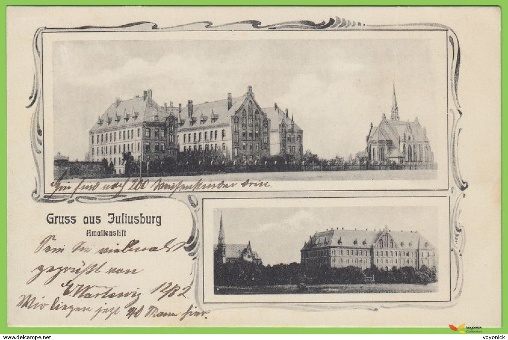 voyo DOBROSZYCE (JULIUSBURG i. Schl.) AMALIENSTIFT 1914 Postal Used FELDPOST