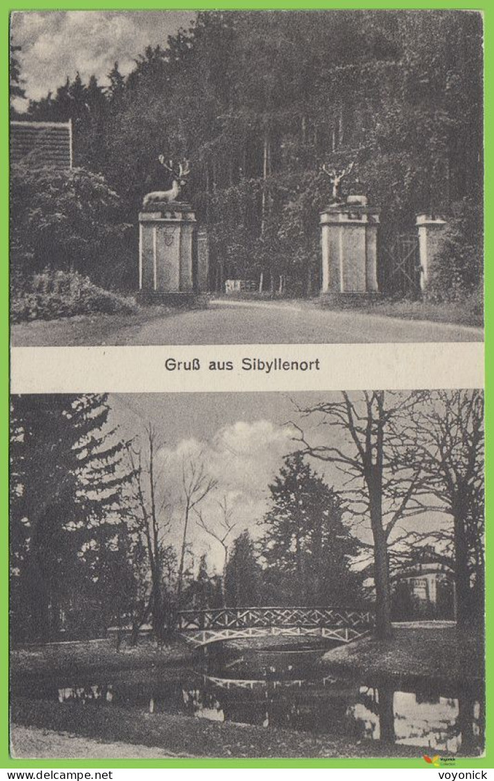 voyo SZCZODRE (SIBYLLENORT i. Schl.) GRÜẞ aus SIBYLLENORT Hirschtor, Karolabricke 1920/30s Postal Used