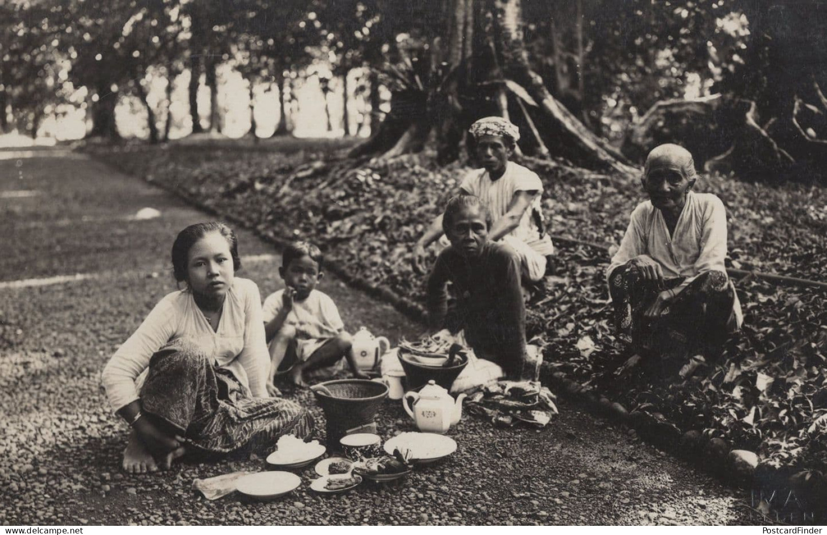 Vreden Indonesia Family Poverty Food Begging Real Photo Postcard