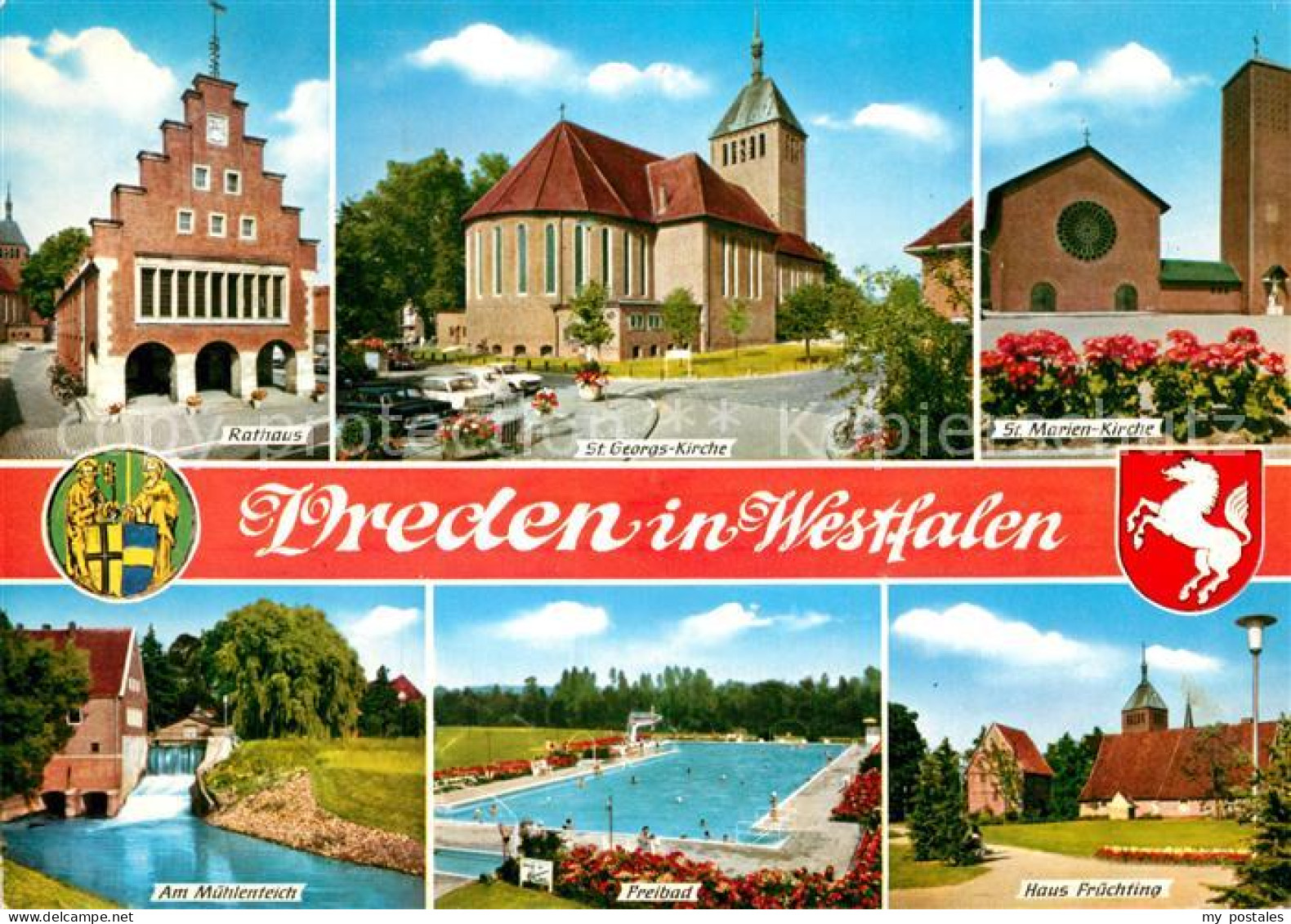 Vreden Rathaus Freibad Haus Fruechting St. Georgs-Kirche St. Marien-Kirche
