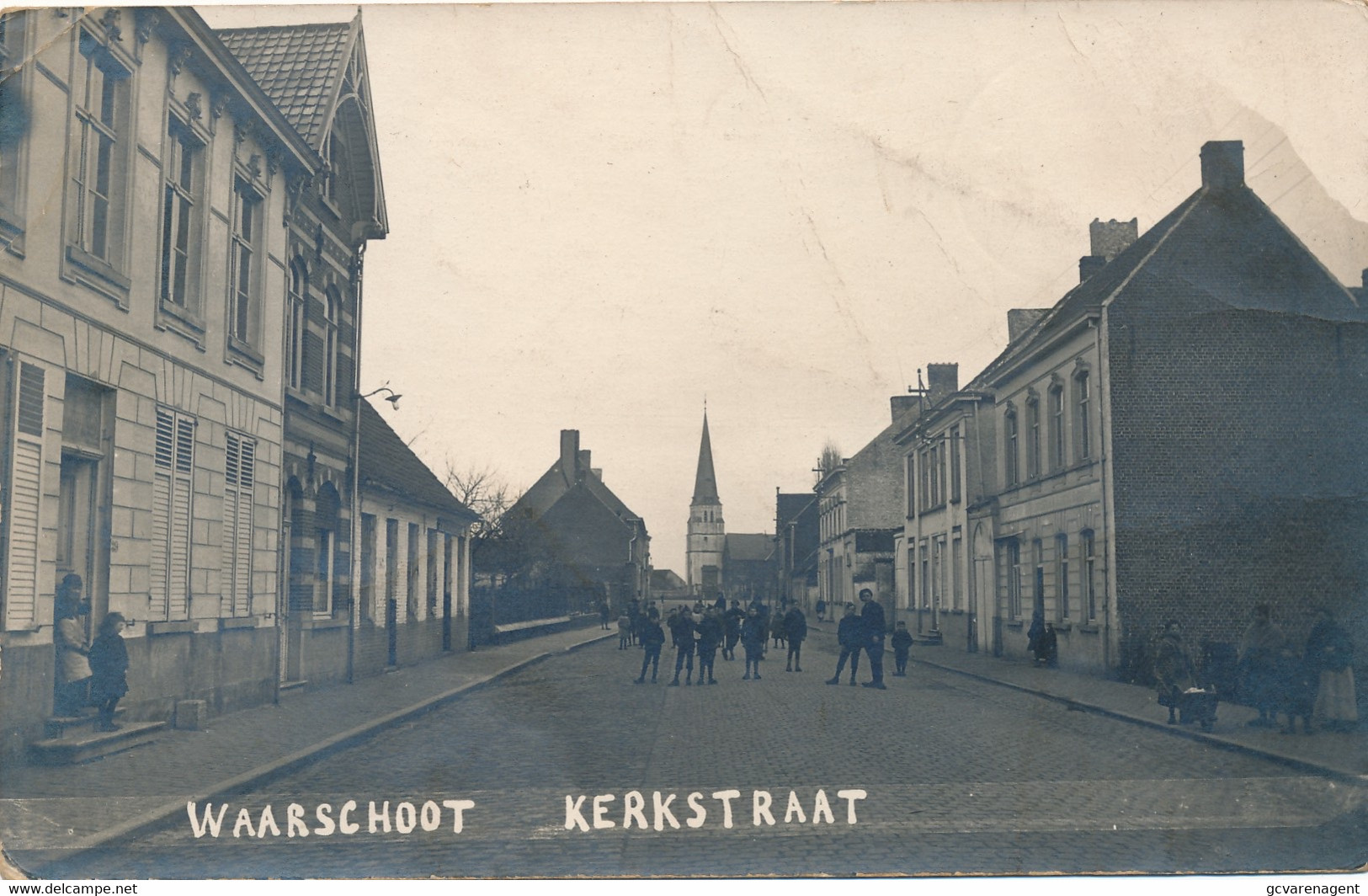 WAARSCHOOT  FOTOKAART   KERKSTRAAT  1919      2 SCANS