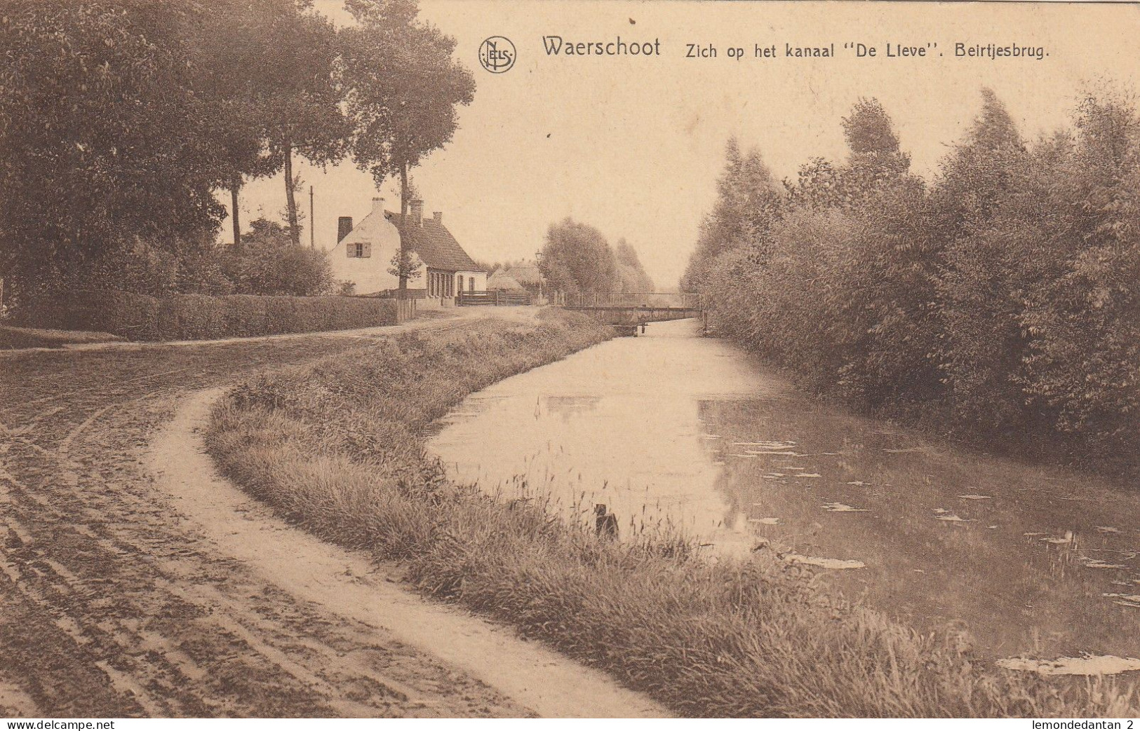 Waarschoot - Waerscjppt - Zicht op het kanaal "De Lieve" - Beirtjesbrug