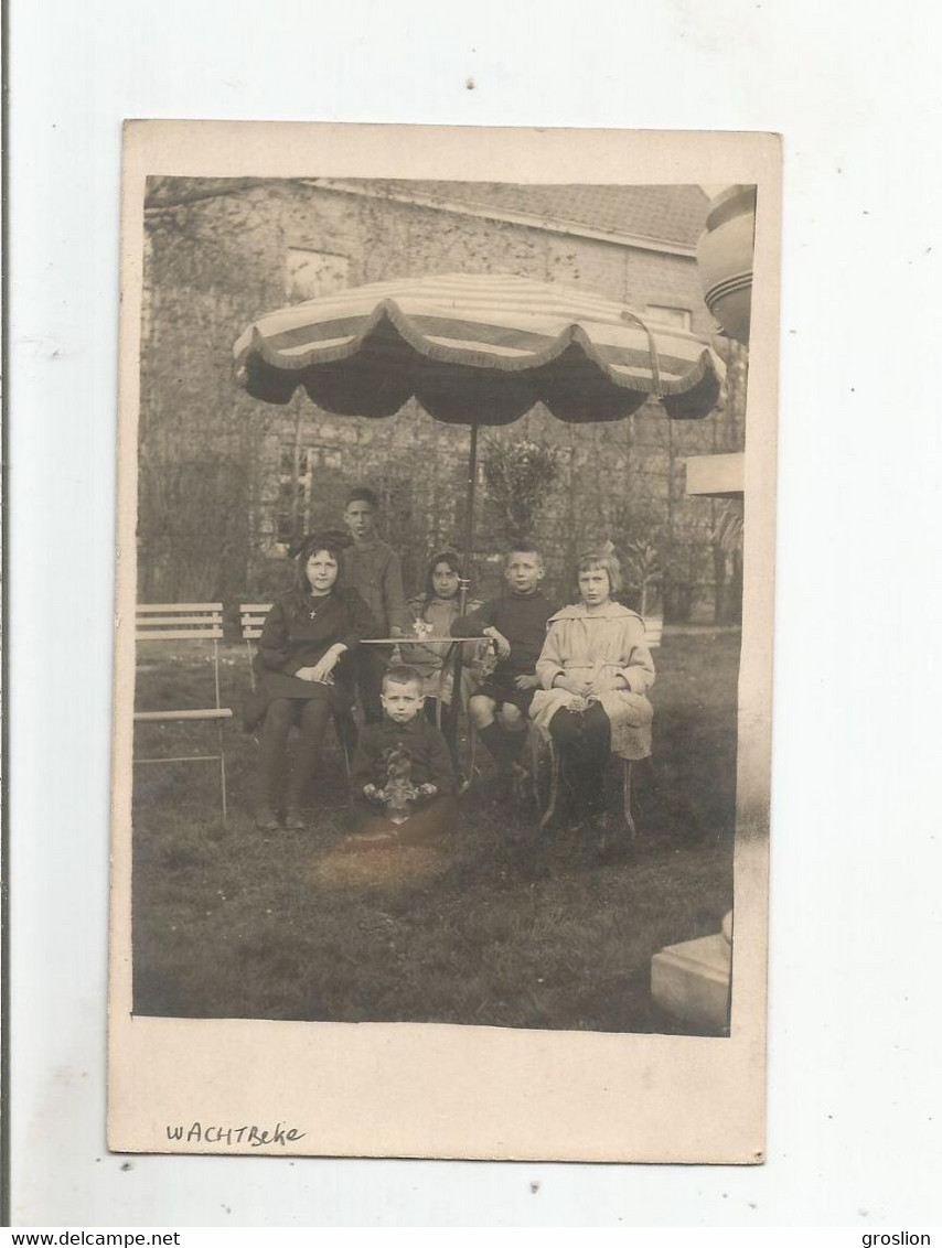 WACHTEBEKE (BELGIQUE) CARTE PHOTO AVEC BELLE ANIMATION 1921