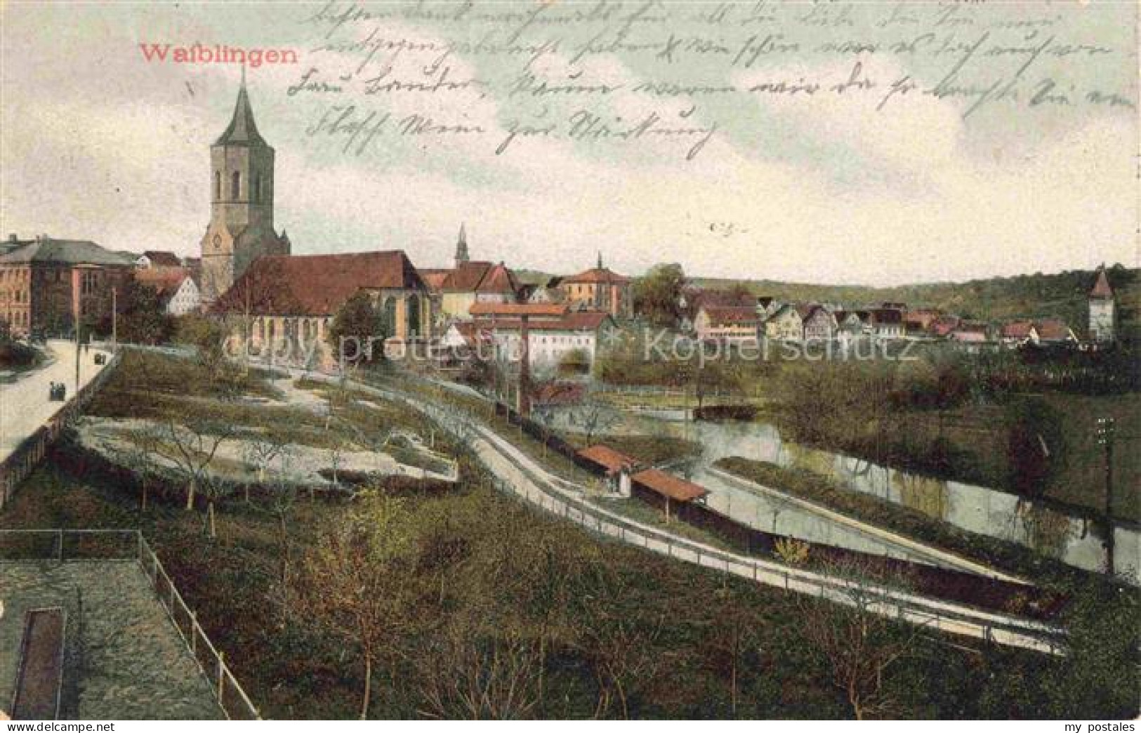Waiblingen  Rems Rems-Murr-Kreis BW Teilansicht mit Kirche