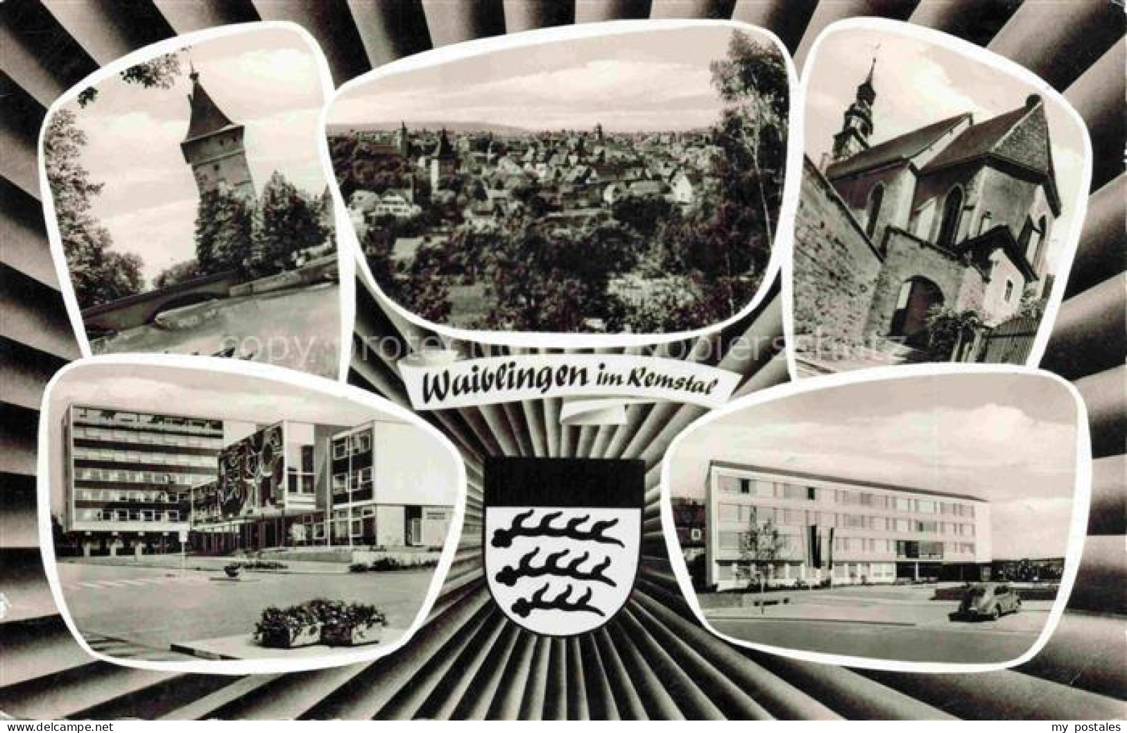 Waiblingen Rems Teilansichten Panorama Kirche Rathaus