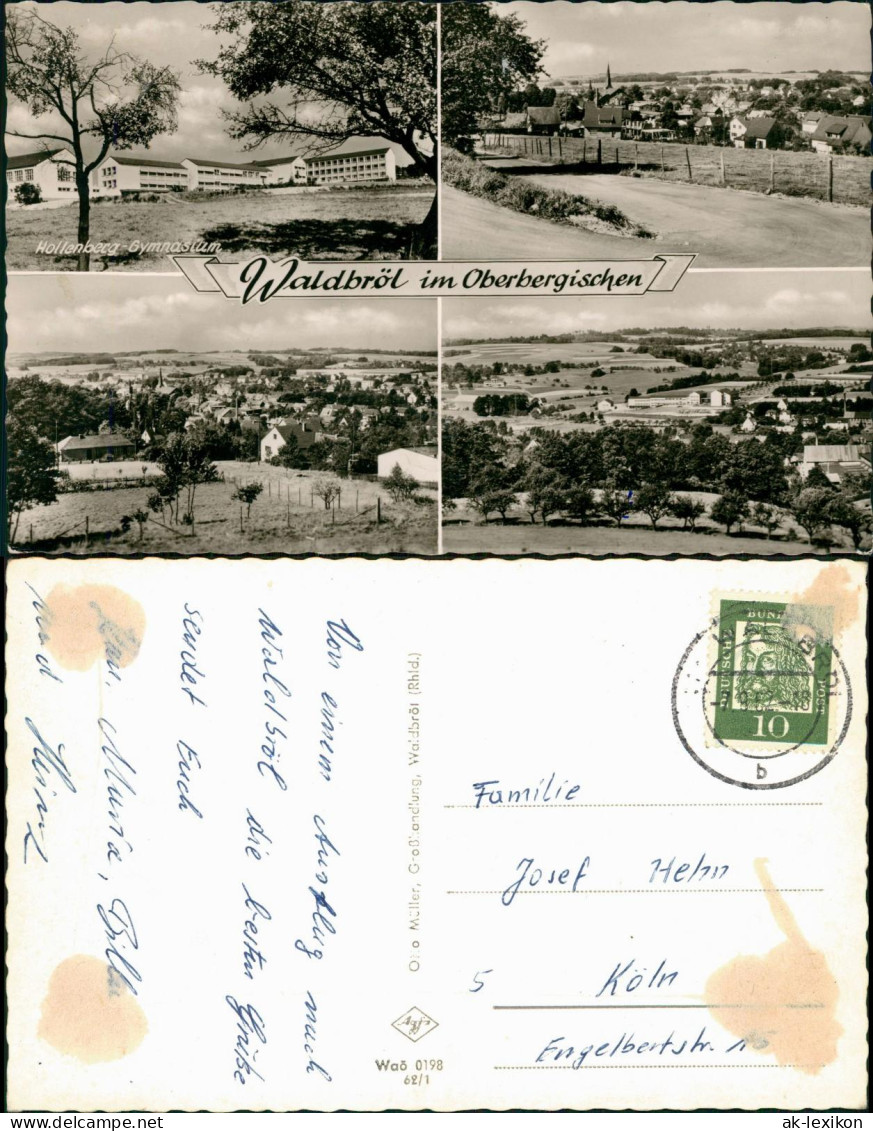 Waldbröl Mehrbild-AK Hollenberg-Gymnasium u. Ortsansichten 1962