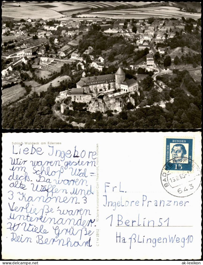 Waldeck (am Edersee) Schloss Waldeck aus der Vogelschau-Perspektive 1965