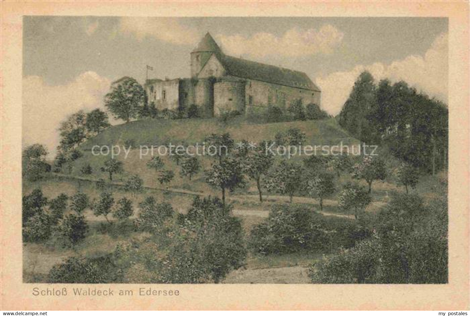 Waldeck  Edersee Hessen Schloss-Waldeck Edersee Burg Huegel Baeume Obstgarten
