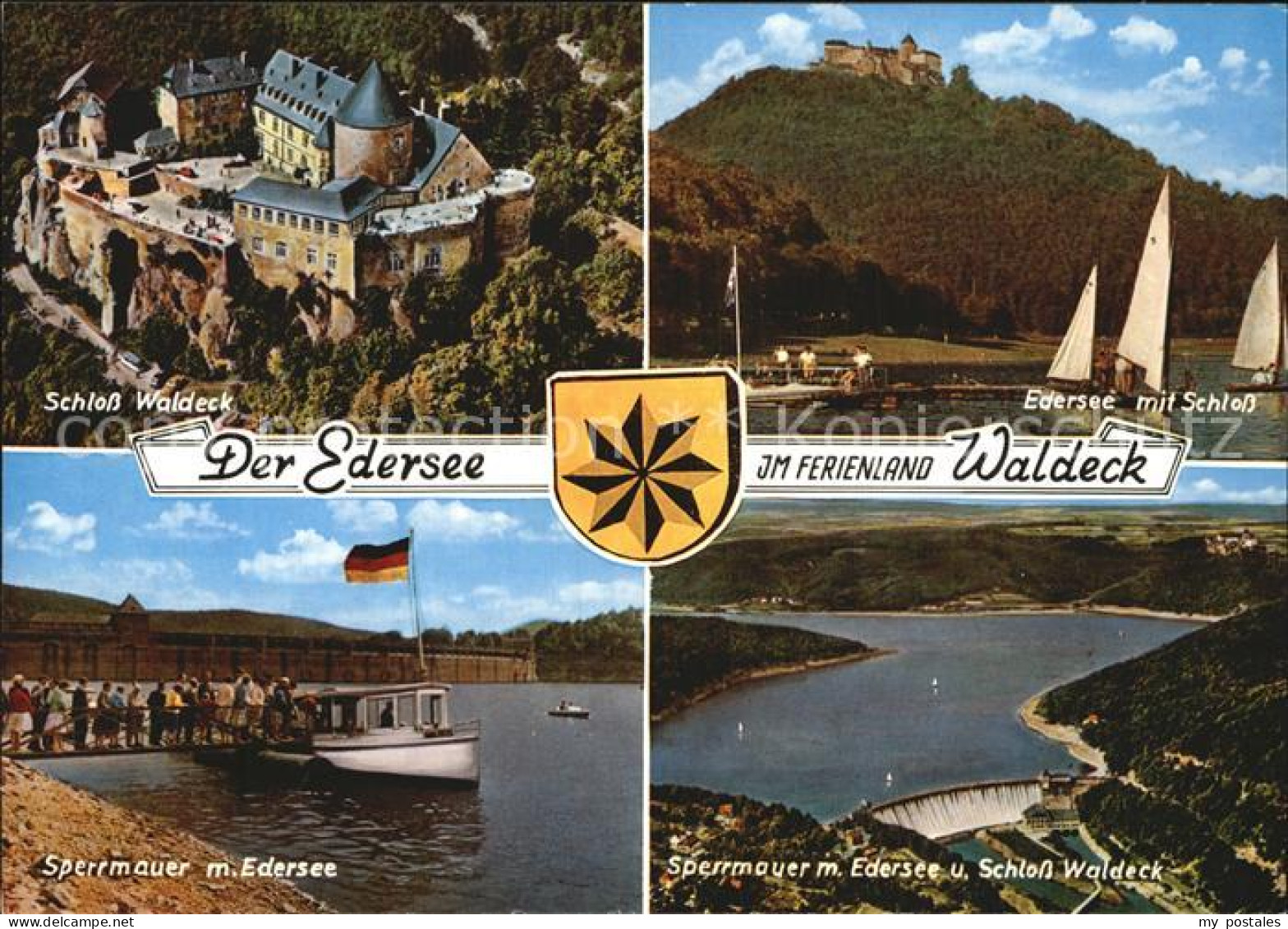 Waldeck Edersee Schloss Waldeck Sperrmauer  Fliegeraufnahme