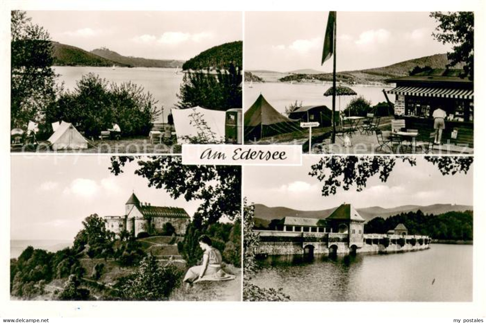Waldeck Edersee Zeltplatz am Edersee mit Burg Waldeck und Edertalsperre