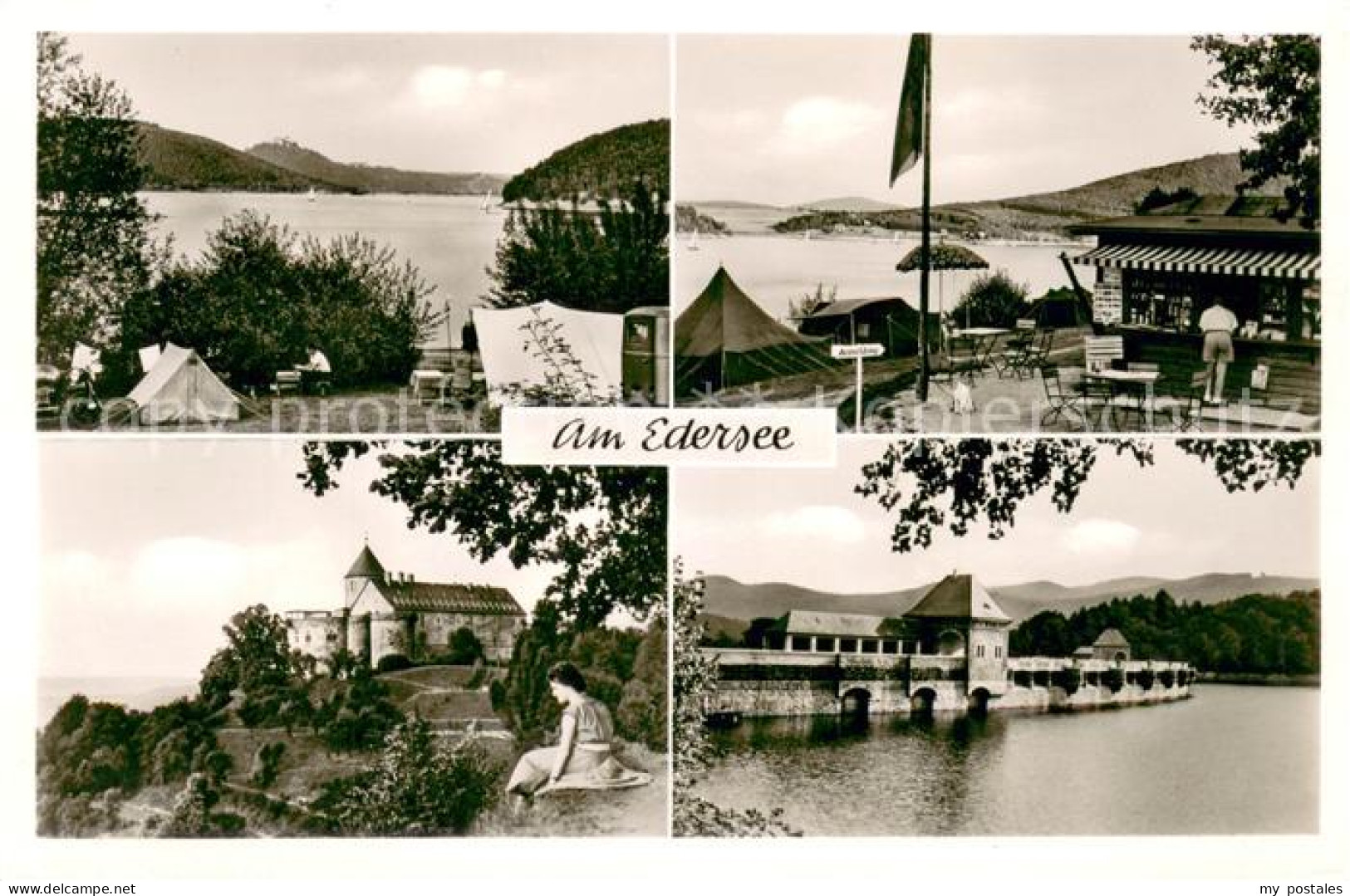 Waldeck Edersee Zeltplatz am Edersee mit Burg Waldeck und Edertalsperre