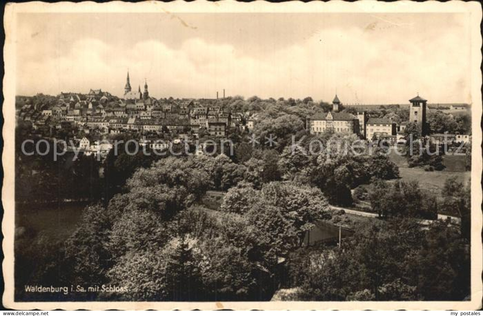 Waldenburg Sachsen Stadtbild mit Schloss