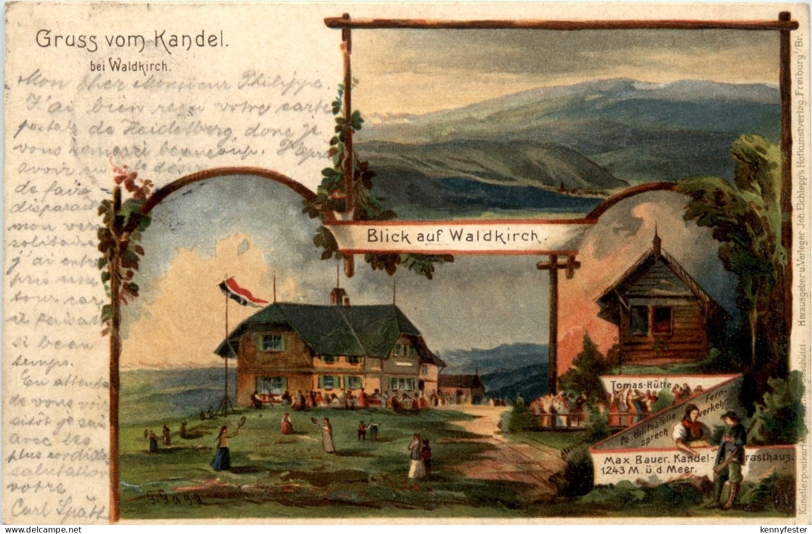 Waldkirch - Gruss vom Kandel - Litho