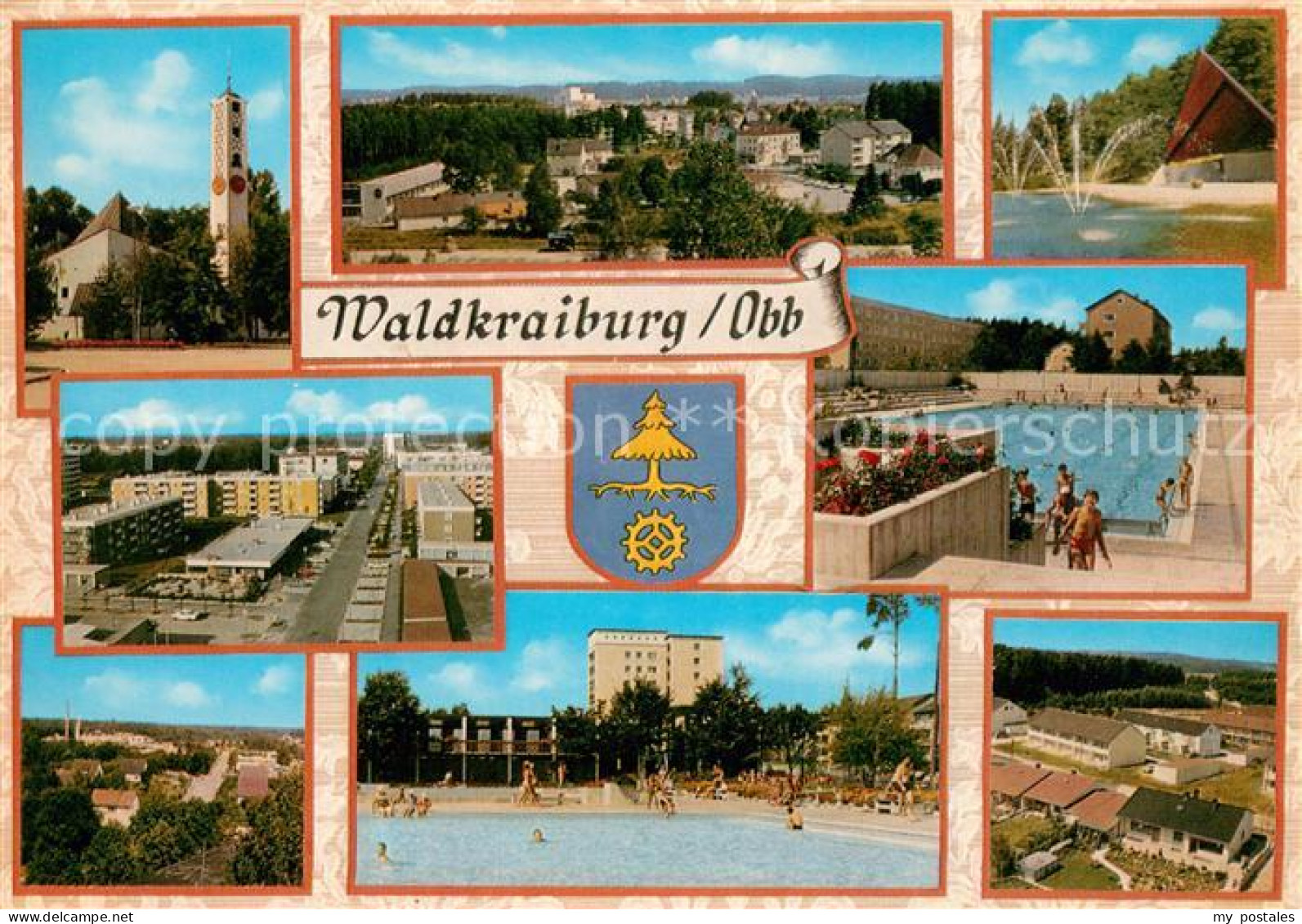 Waldkraiburg Kirche Panorama Springbrunnen Fliegeraufnahmen Freibad