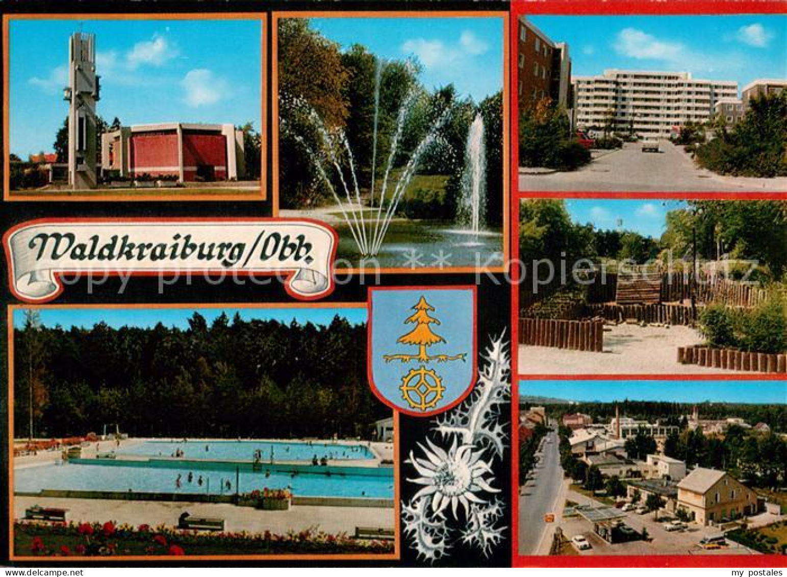 Waldkraiburg Wohnsiedlung Kirche Parkanlagen Freibad
