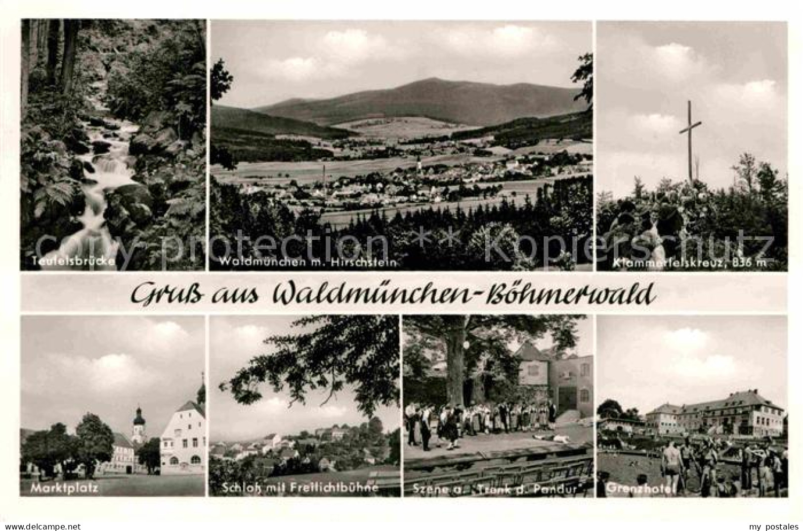 Waldmuenchen Cham Bayern Panorama mit Hirschstein Boehmerwald Teufelsbruecke Kla