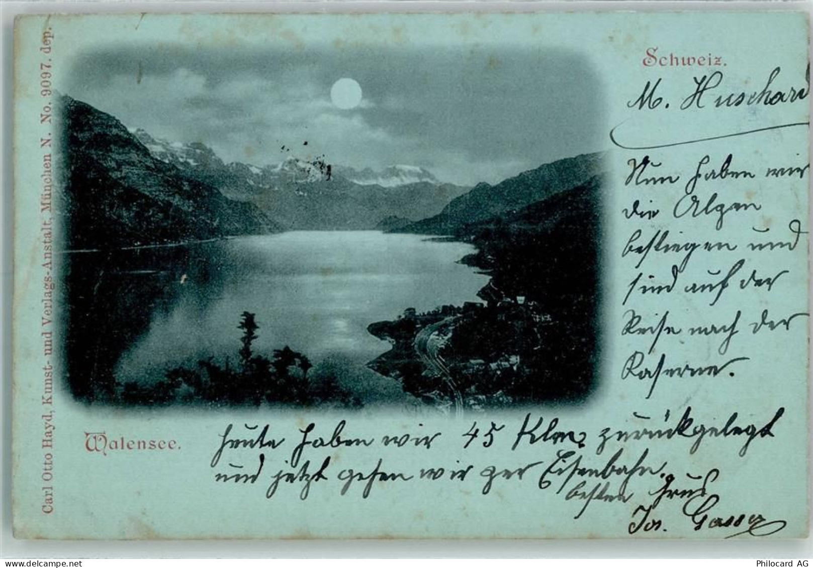 Walensee Wallensee 1898 Gebrauchsspuren Walensee im Monschein - 10301722