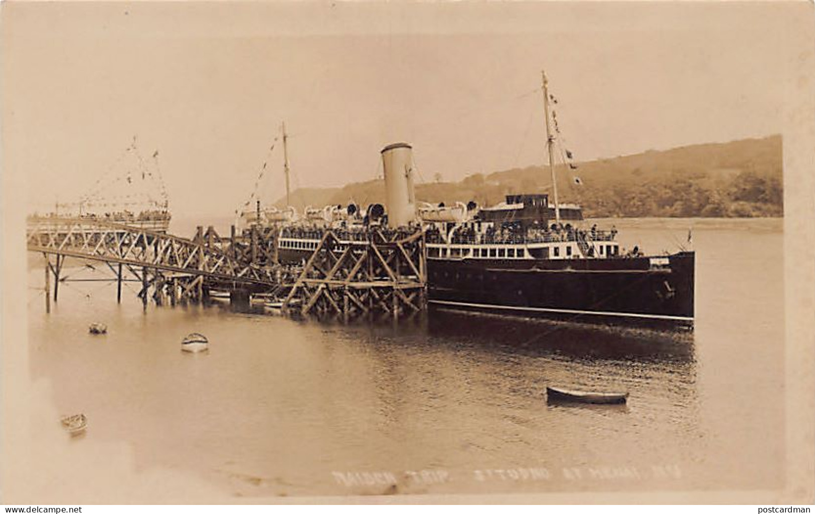 Wales - Maiden Trip of Saint Tuno ship at Menai Bridge, Gwynedd - REAL PHOTO