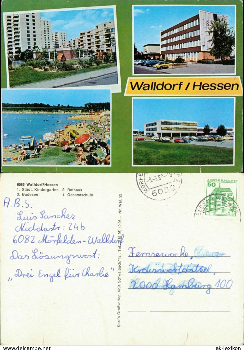 Walldorf (Hessen)-Mörfelden- Kindergarten, Rathaus, Badesee, Gesamtschule 1980