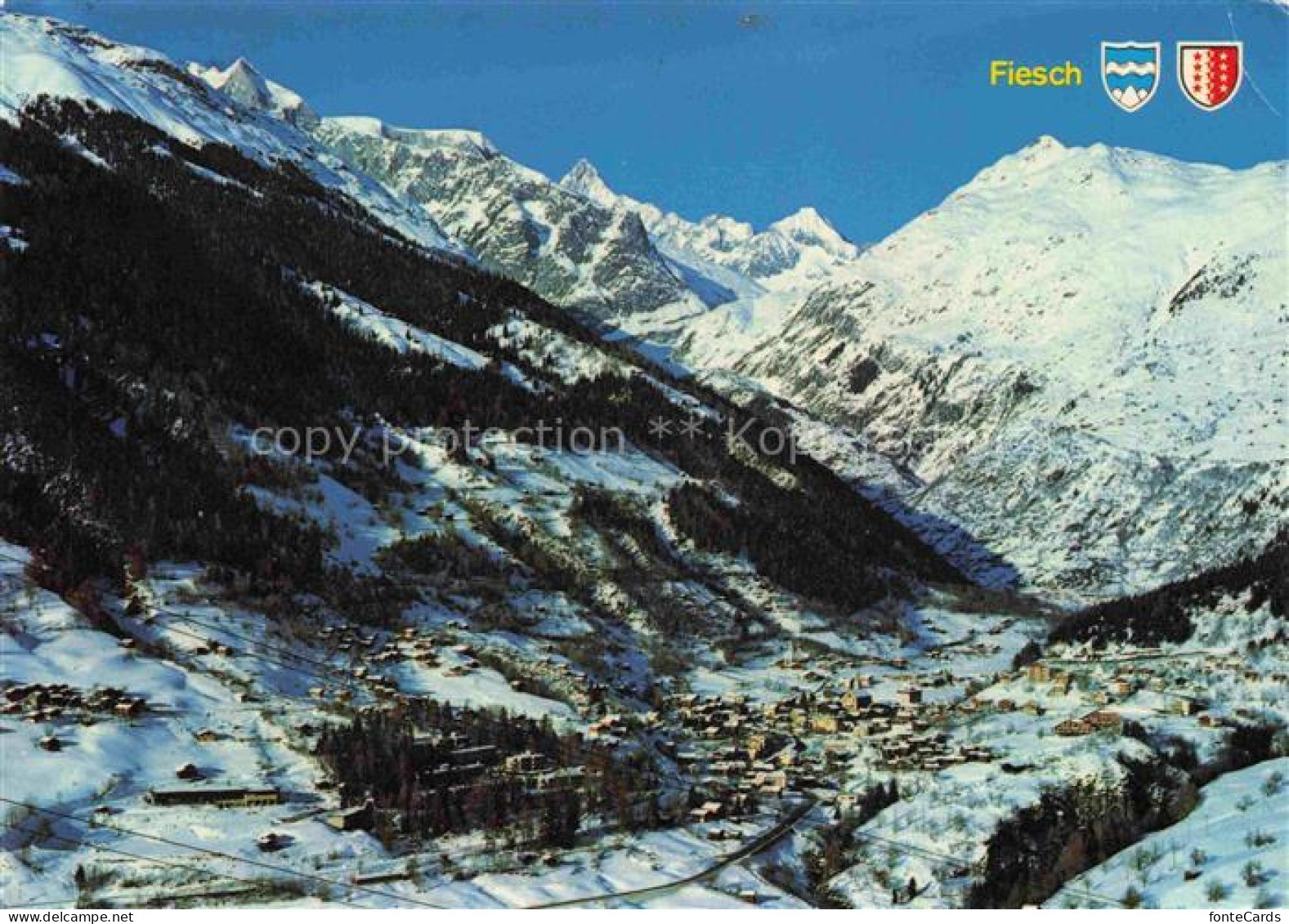 Walliser Fiescherhoerner Fieschertal Finsteraarhorn Oberaarhorn Winter Schnee Be