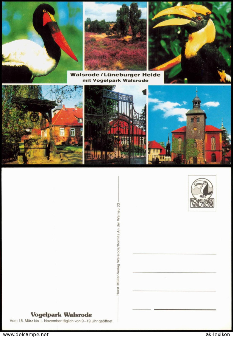Walsrode Mehrbildkarte Vögel, Lüneburger Heide mit Vogelpark Walsrode 1980