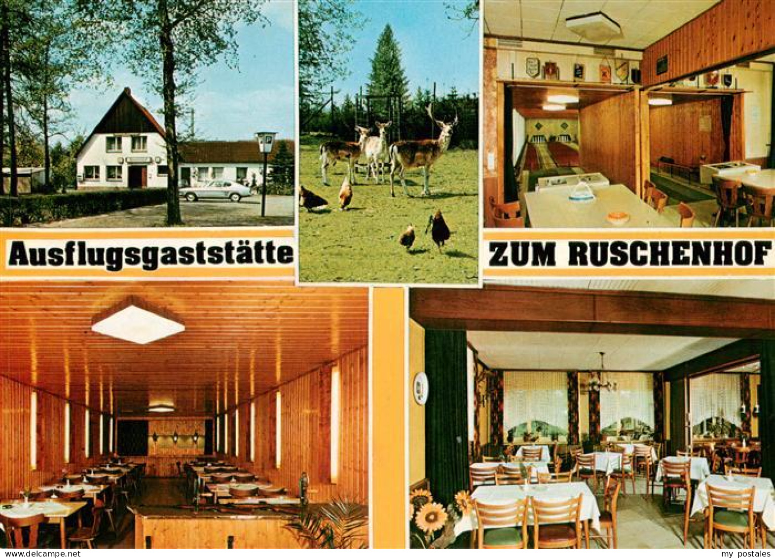 Waltrop Recklinghausen NRW Gasthof Zum Ruschenhof Gastraeume Kegelbahn Tiergeheg