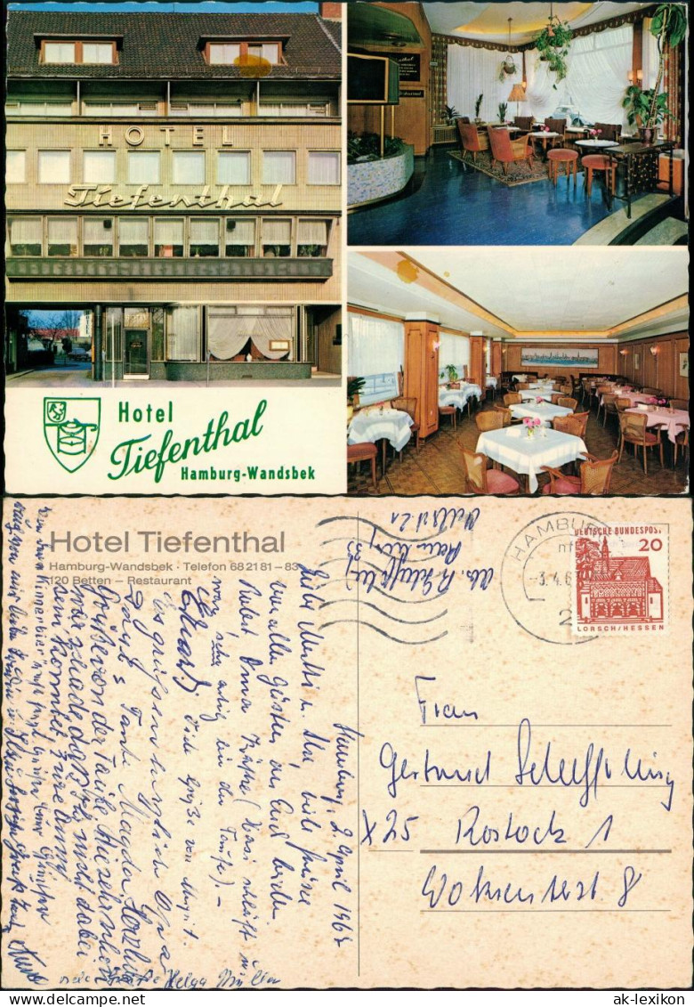 Wandsbek-Hamburg Hotel Tiefenthal Mehrbild-AK Innen Außenansicht 1967