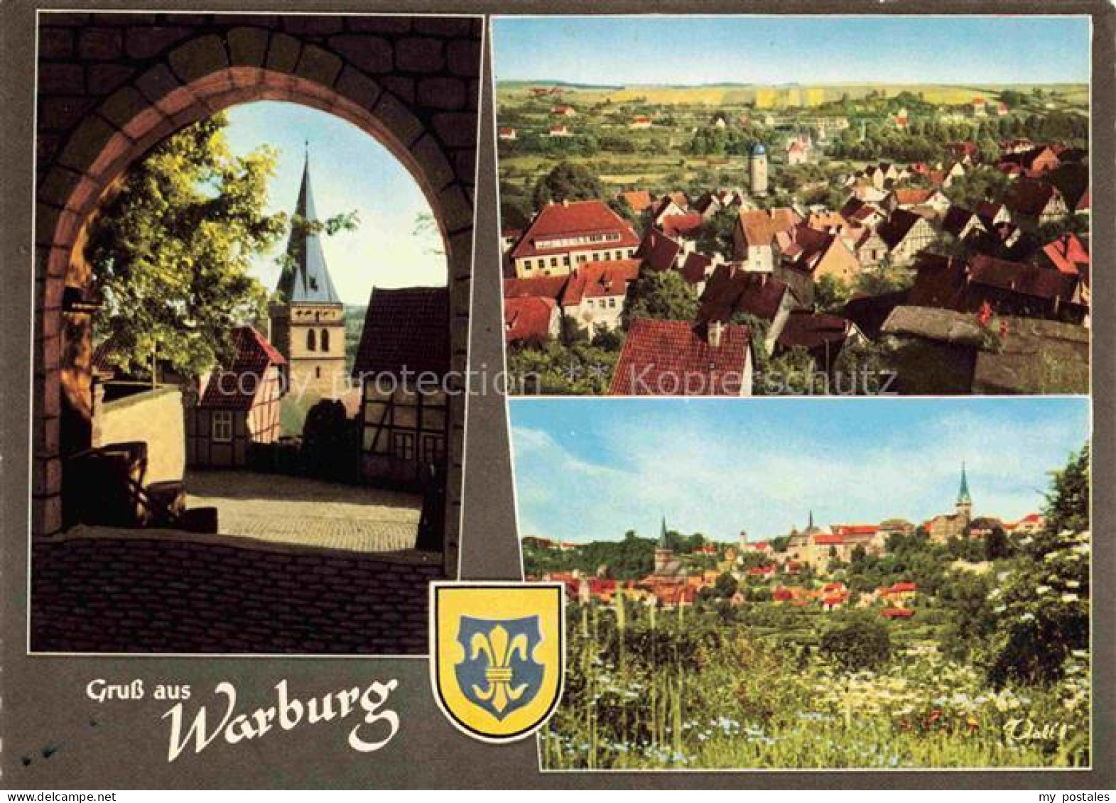 Warburg Westfalen Torbogen Altstadt Stadtpanorama Kirche Fachwerk Stadtmauer Blu