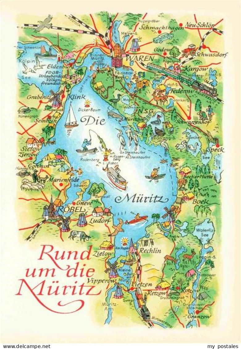 Waren Mueritz Gebietskarte Rund um die Mueritz