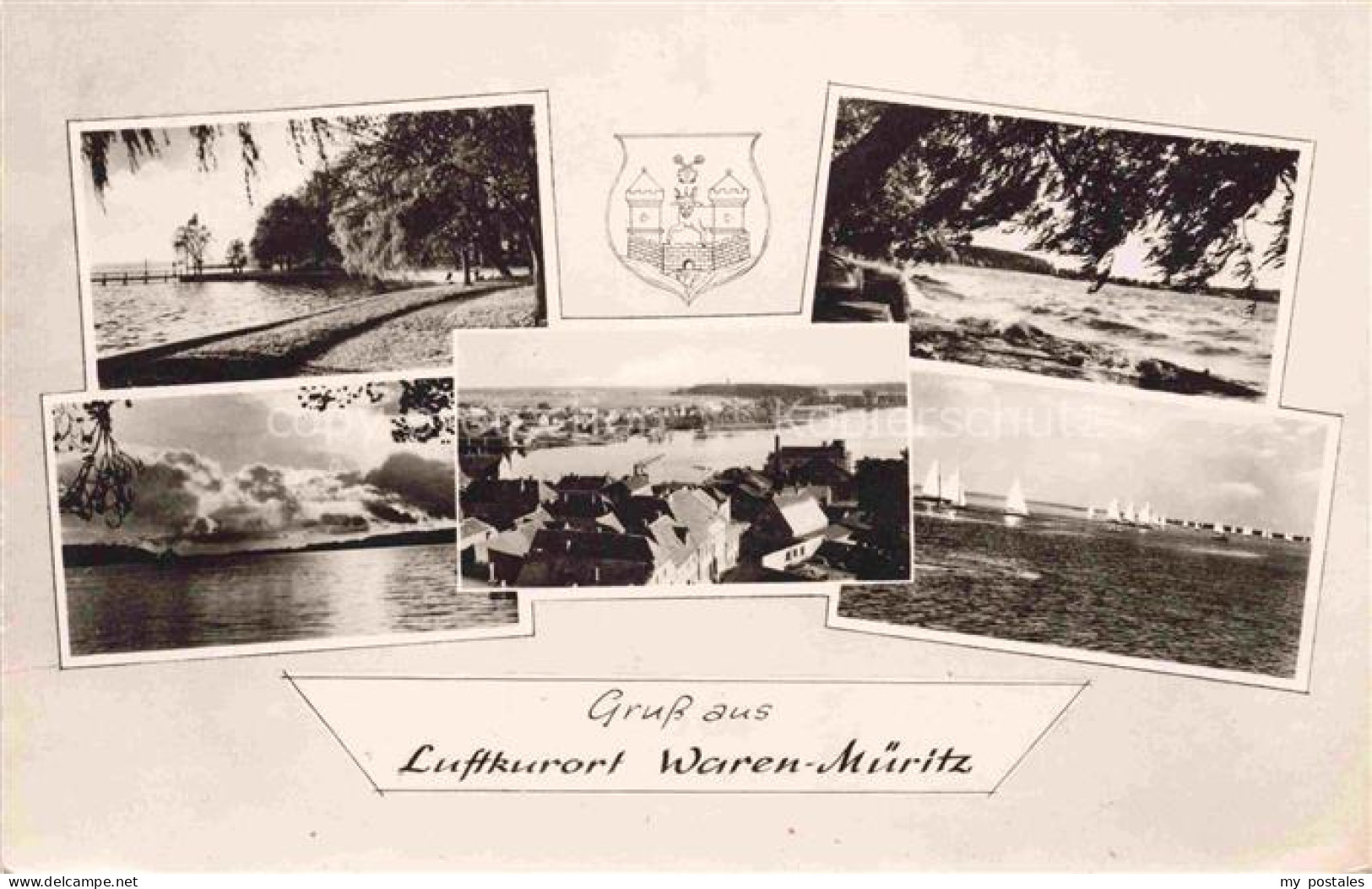 Waren Mueritz Panorama Uferpartien an der Mueritz Mecklenburgische Seenplatte