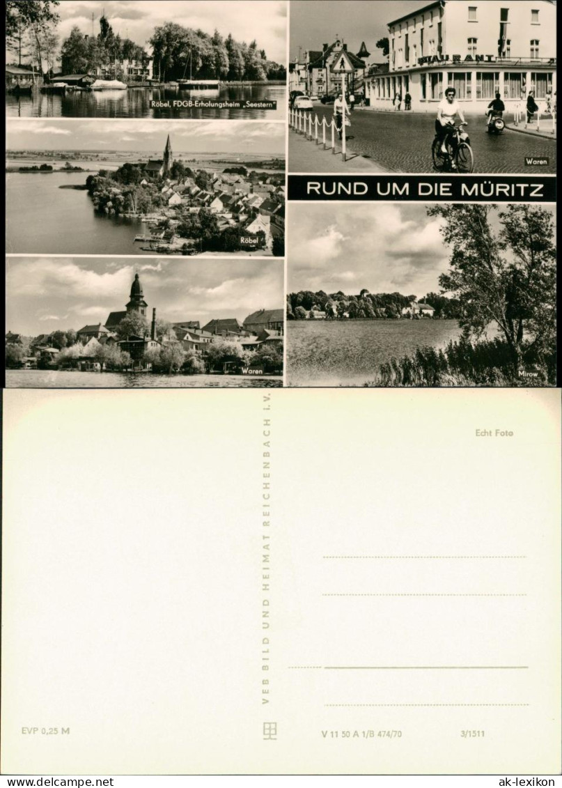 Waren (Müritz) Umland-Ansichten ua. aus Waren, Röbel u. Mirow, DDR AK 1970