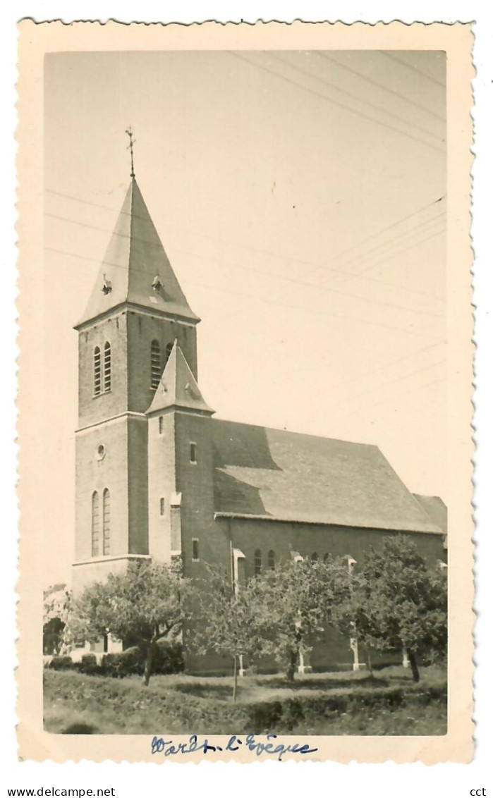 Waret-l'Évêque  Héron  CARTE PHOTO de l'église  mai 1947