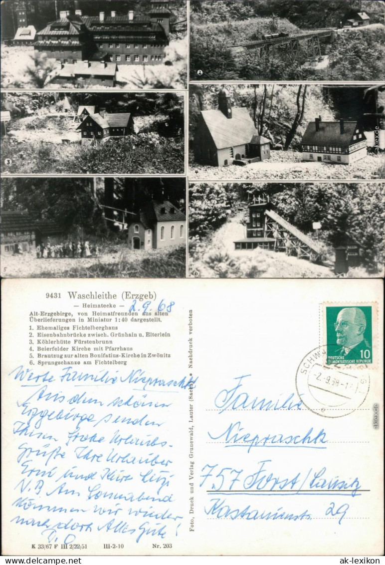 Waschleithe Grünhain Beierfeld Ehemaliges Fichtelberghaus, Eisenbahnbrücke 1967