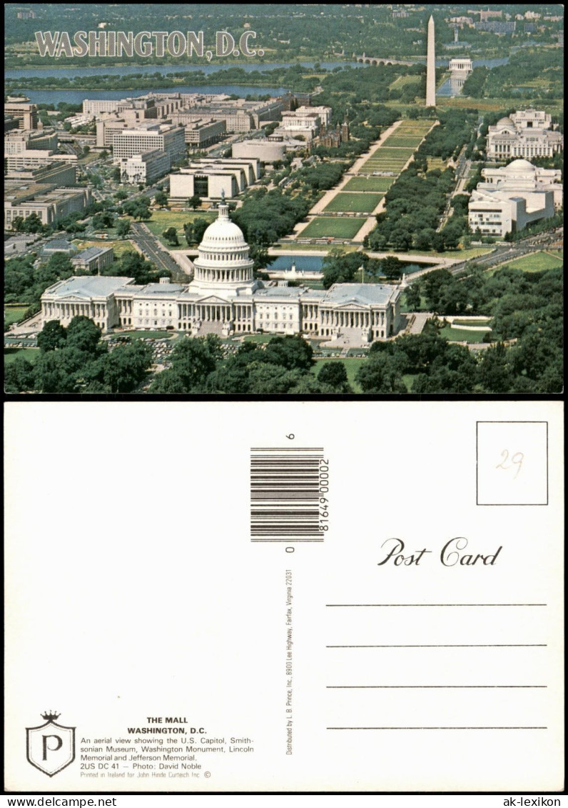 Washington D.C. Luftaufnahme The Mall mit Kapitol und Monumenten 1990