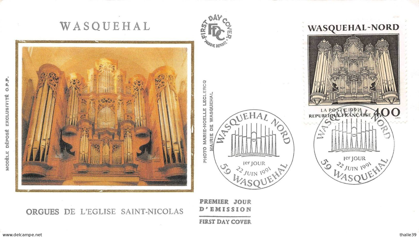 Wasquehal orgue orgues enveloppe premier jour
